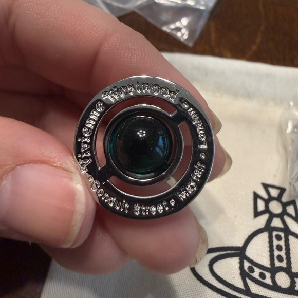 Vivienne Westwood Drop Orb Earrings Light blue Silver Stone with drawstring bag - Picture 7 of 8